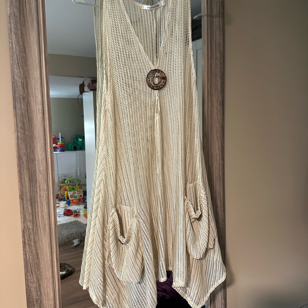 Cream Sleeveless Beach Coverup